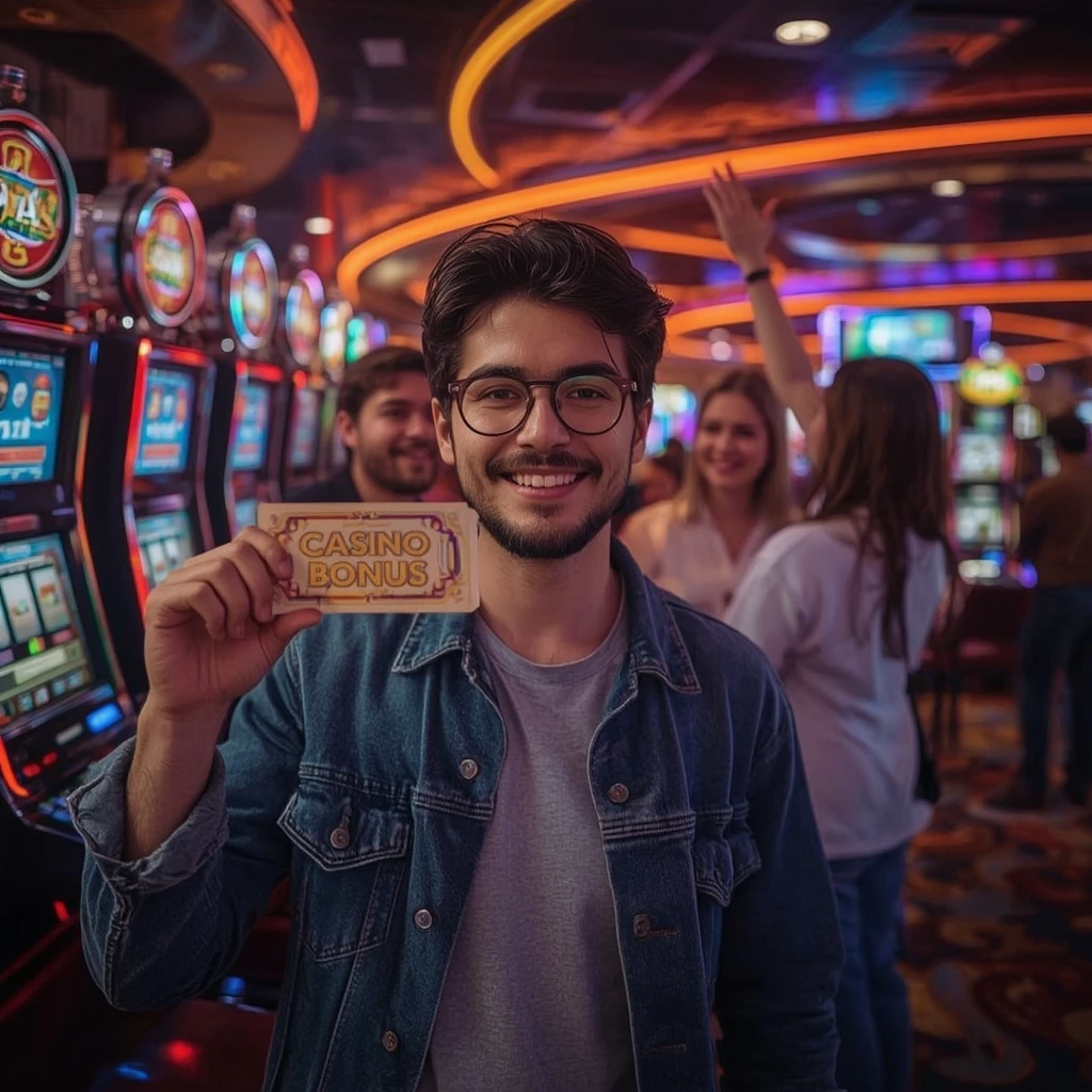 una persona con un bonus del casinò SLOTMANIAX CASINO